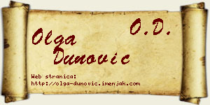 Olga Dunović vizit kartica